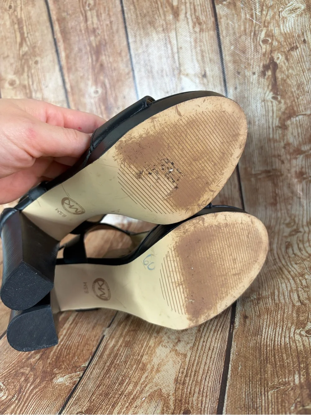Michael Kors Black Platform Block Heel Sandals with Zip Accent 6.5